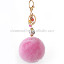 wholesale DIY crystal beaded charm 8cm rabbit fur pom poms kecyhain